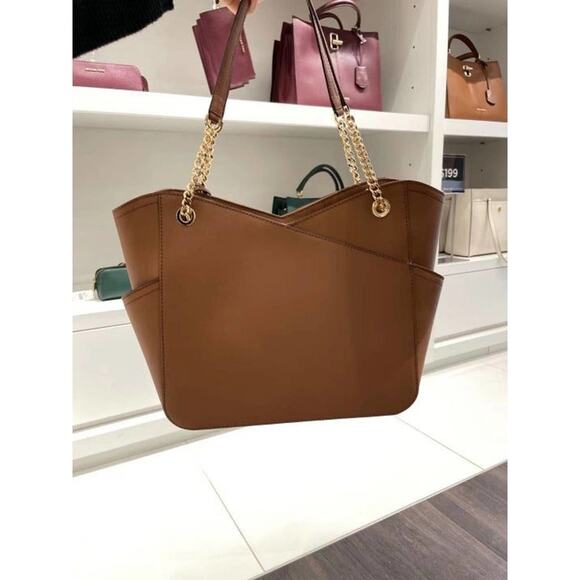 Michael Kors 35F1GTVT3L Jet Set Travel Large Chain Shoulder Tote Bag Leather - Picture 3 of 9